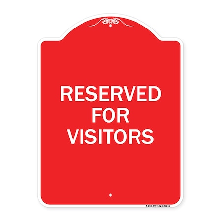 Reserved Parking Sign Reserved Parking For Visitors, Red & White Aluminum Architectural Sign